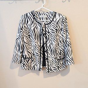 Un Jour Ailleurs Paris Womens Zebra Print Lined Jacket Snap Front Size 10